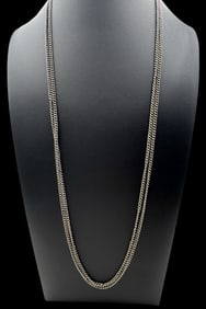 Very Long Vintage European 800 Silver Chain Necklace