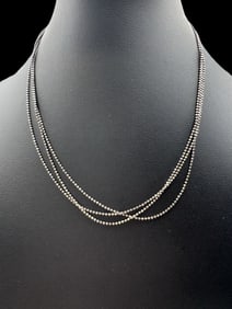 Vintage Italian Sterling Silver 3-Stranded Chain Necklace