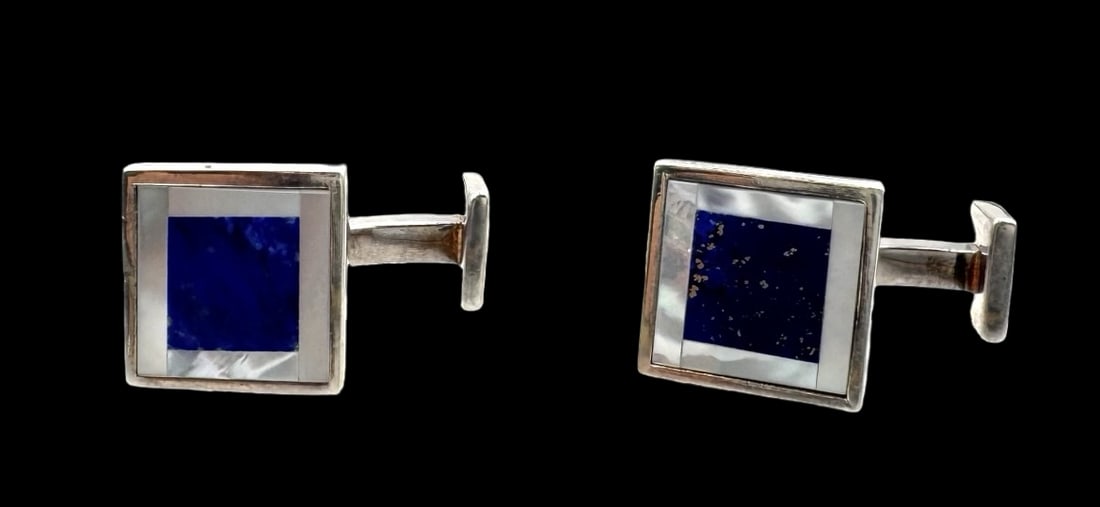 Vintage LINKS OF LONDON Sterling Silver, Mother of Pearl & Lapis Lazuli Cufflinks (1 of 5)