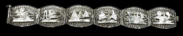 Vintage European 800 Silver Egyptian Revival Bracelet
