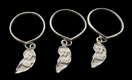 Lot of 3 Vintage Sterling Silver Broken Heart Pendants
