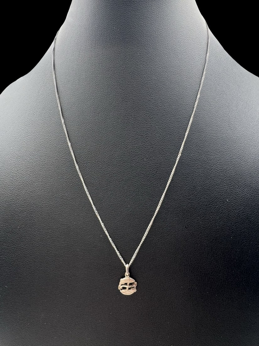 Vintage Sterling Silver Chain Necklace /w Fish Pendant (1 of 4)