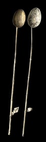 Pair of Vintage Handmade Sterling Silver Cocktail Spoons / Straws
