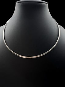 Stylish Vintage Italian Sterling Silver Omega Chain Necklace
