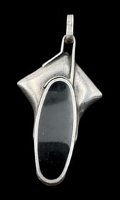 Vintage Mid-Century Modern Sterling Silver & Black Onyx Pendant