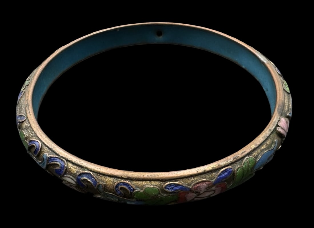 Vintage Oriental Cloisonne Enamel Multi-Color Cuff Bracelet (1 of 3)
