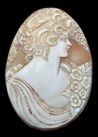 Large Antique Hand Carved Shell Cameo