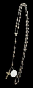 Vintage European Wood Beads Rosary /w Metal Crucifix