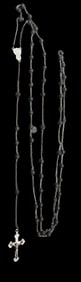 Vintage European Black Beads Rosary /w Metal Crucifix