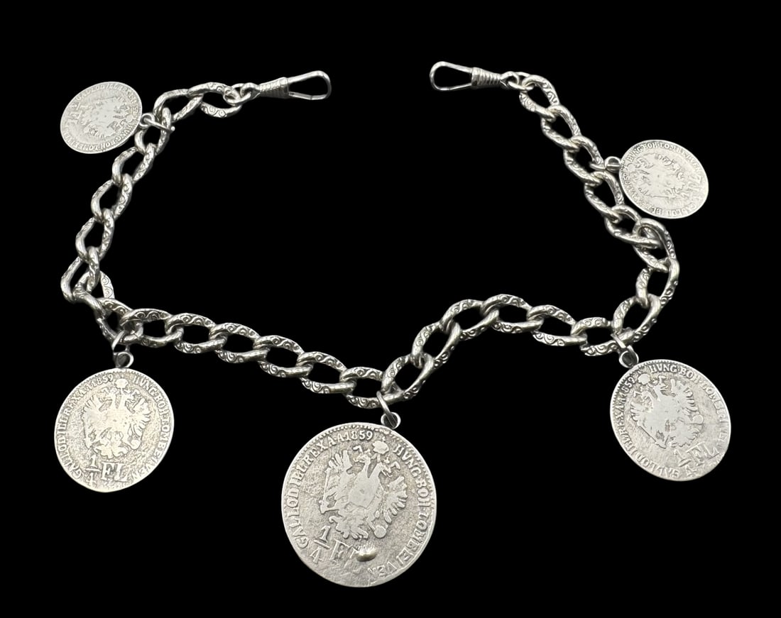 Vintage Silver Metal Pocket Watch Chain (1 of 2)