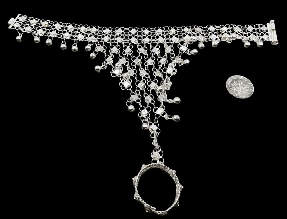Vintage Handmade Oriental Sterling Silver Slave Bracelet (1 of 4)