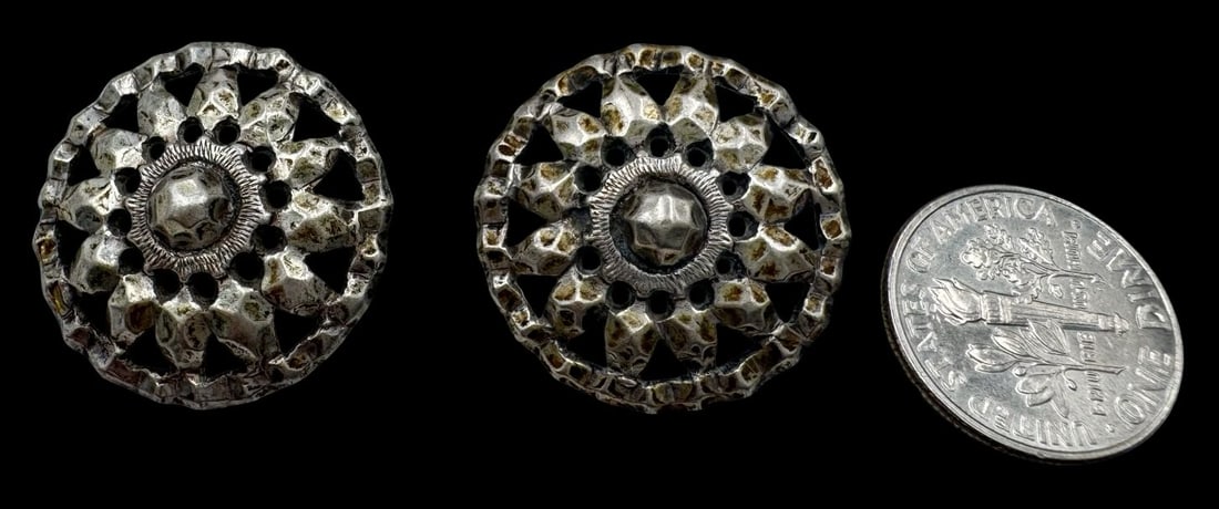 Set of 2 Antique Alpine Austrian European 800 Silver Buttons (1 of 3)