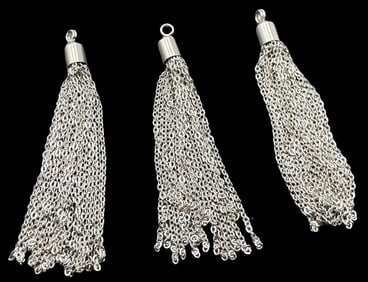 Jewelry Making Lot: 3 Silver Metal Tassels