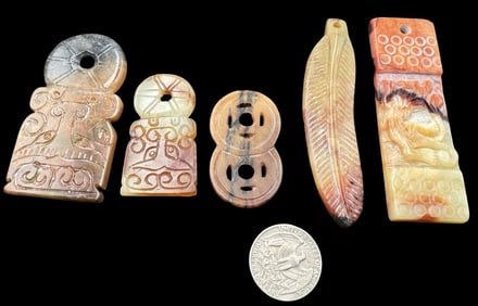 Jewelry Making Lot: 5 Hand Carved Figurine Beads