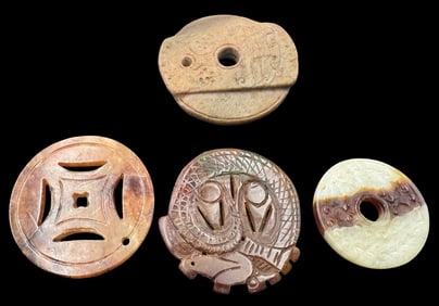 Jewelry Making Lot: 4 Hand Carved Figurine Beads