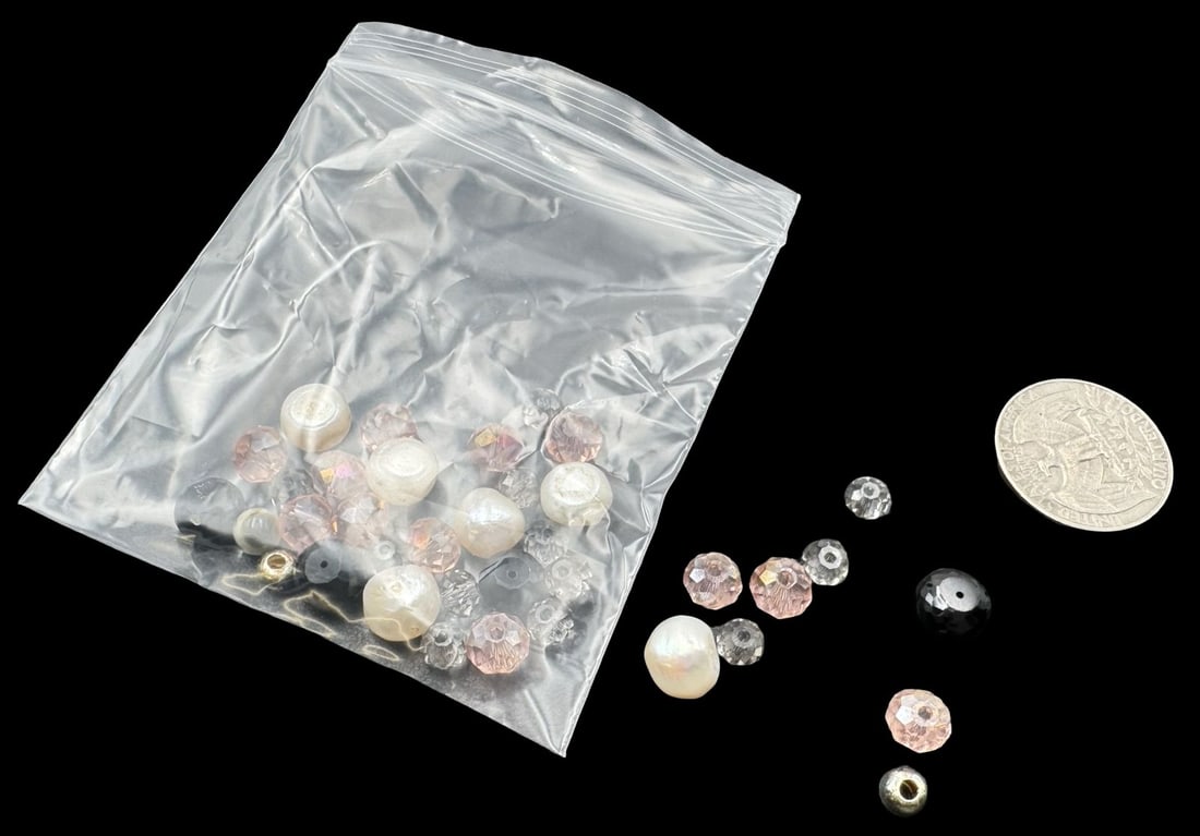 Jewelry Making Lot: Pearls & Other Beads: Very good condition with minor patina according to age. Pearl measures approx. 3/8" long and 3/8" wide. SHIPPING: We ship in-house and charge a flat fee of $12 for any order of 5 small items (rings, n