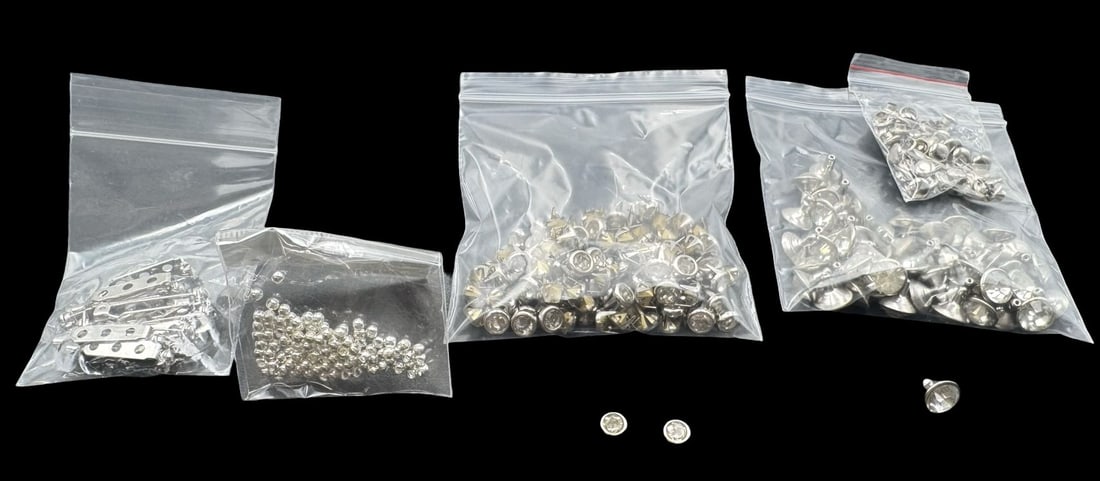 Jewelry Making Lot: Silver Metal Rivets & Clear Rhinestone Beads (1 of 2)
