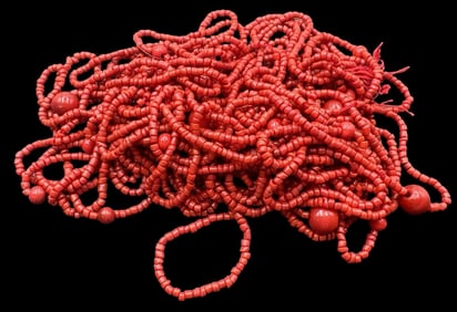 Jewelry Making Lot: Different Size Red Beads