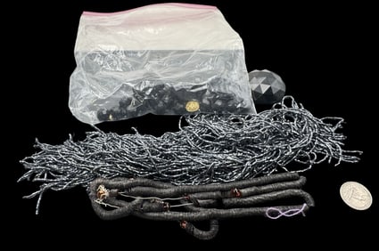 Jewelry Making Lot: Different Size Black Beads