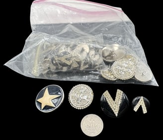 Jewelry Making Lot: Star Buttons /w Clear Rhinestones