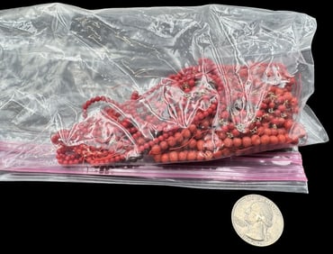 Jewelry Making Lot: Red Beads