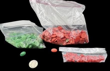 Jewelry Making Lot: Red & Green Beads