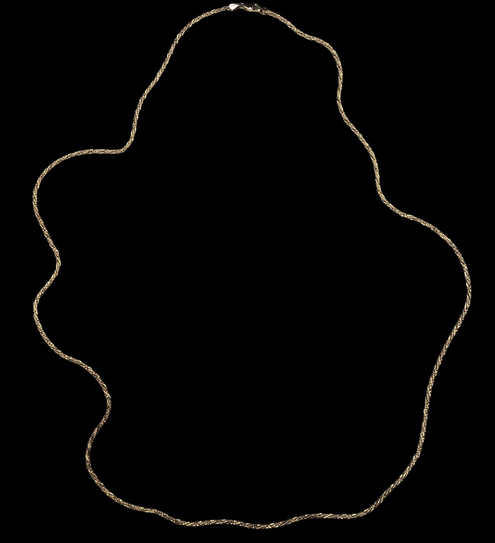Stylish Vintage Italian Gilt Sterling Silver Twisted Rope Necklace: Very good vintage condition with minor patina and wear according to age. Measures approx. 28" ong and weighs ca. 13 grams. Marked. SHIPPING: We ship in-house and charge a flat fee of $12 for any order