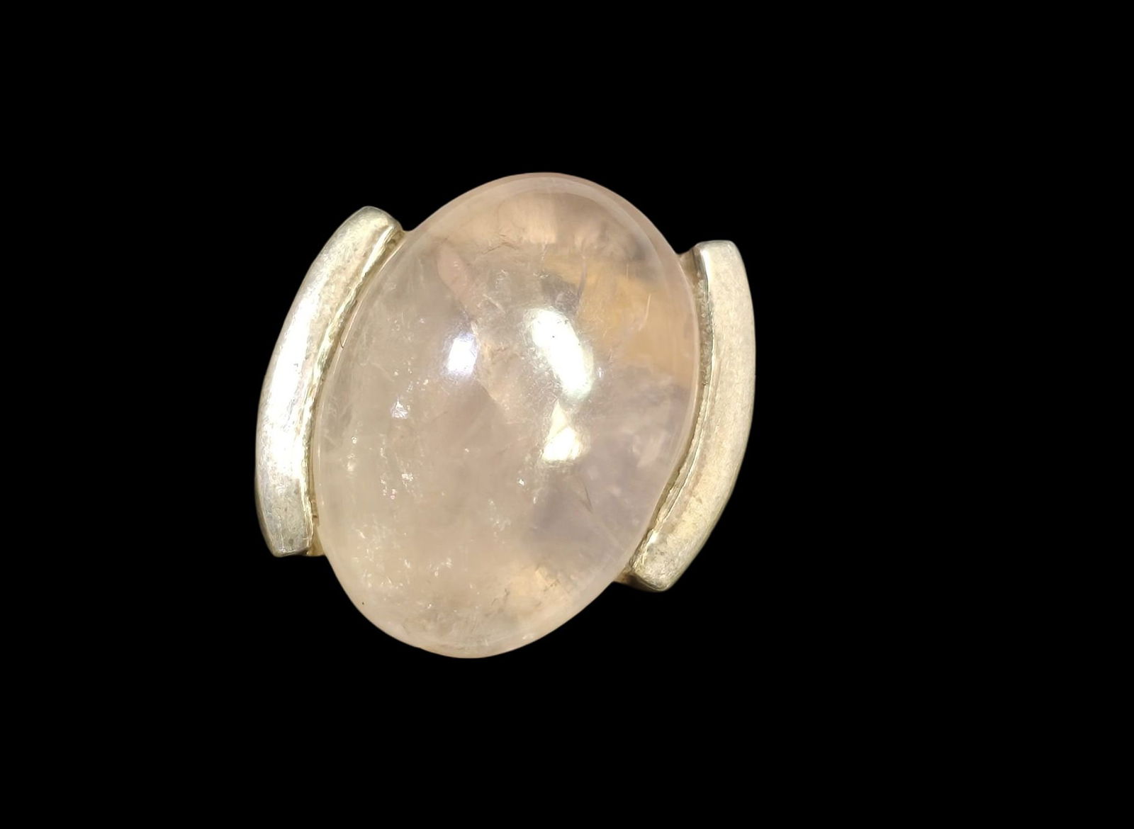 Beautiful Mid-Century Modern Sterling Silver & Rose Quartz Ring (1 of 8)