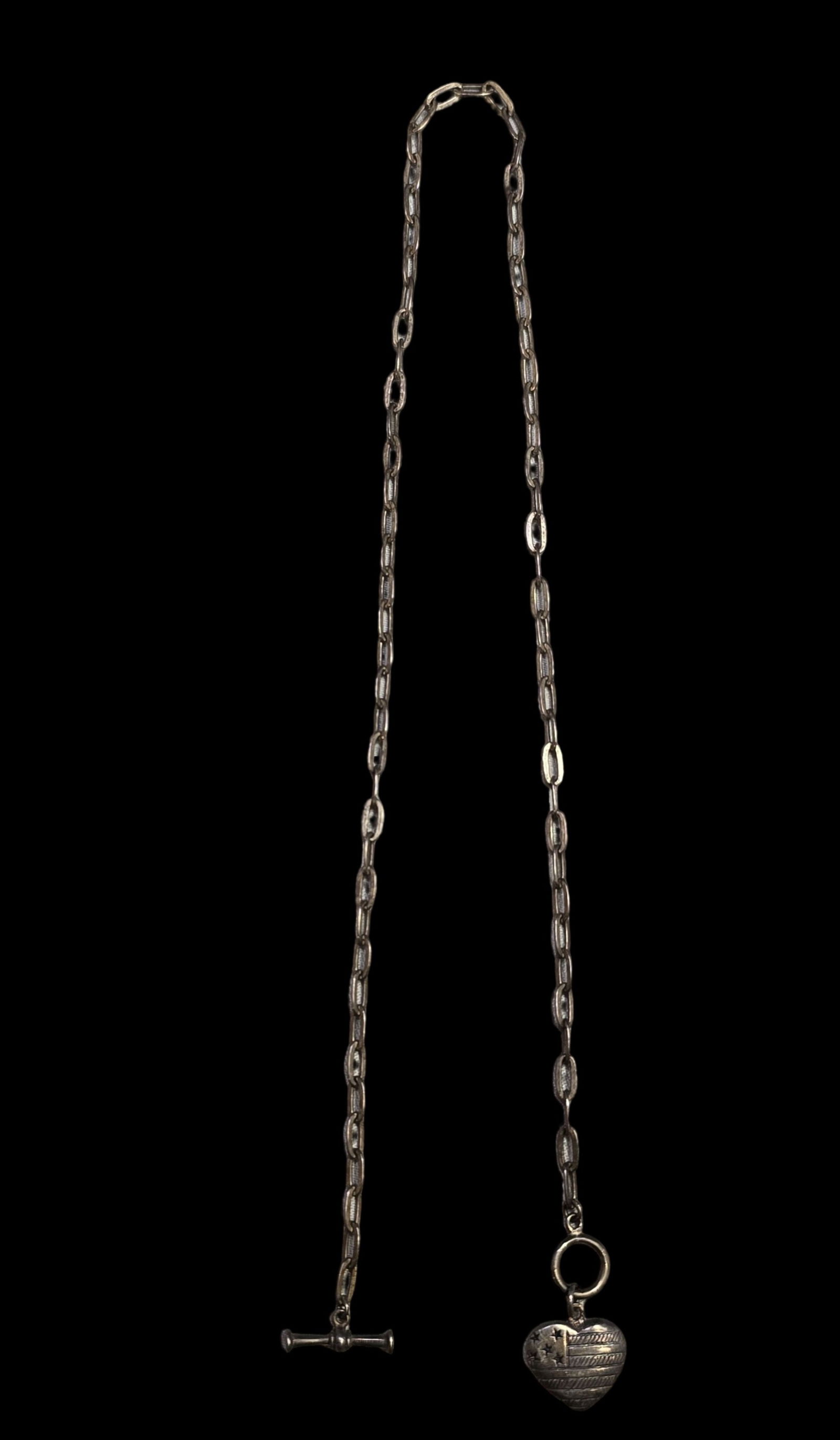 Beautiful Patriotic Sterling Silver Heart Shaped Designer Pendant Necklace & Toggle Clasp (1 of 6)