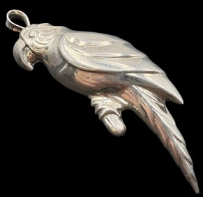 Vintage N.F. Sterling Silver Parrot Designer Pendant