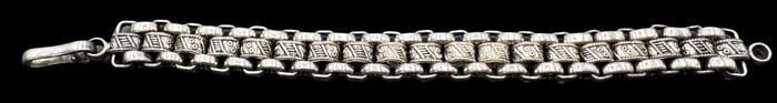Ornate Vintage Sterling Silver Chain Link Bracelet