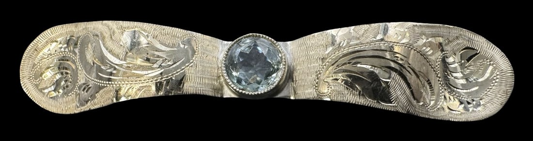 Charming Vintage European 800 Silver & Blue Gemstone Brooch Pin: Very good vintage condition with minor patina according to age. Measures approx. 2 1/2" long x 1/2" wide and weighs ca. 4.4 grams. Marked for 800 Silver. SHIPPING: We ship in-house and charge a flat f