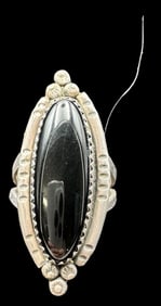 Ornate Vintage Sterling Silver & Black Onyx Ring