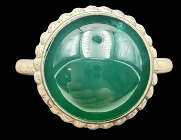 Vintage Sterling Silver & Green Gemstone Ring
