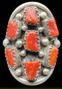 Beautiful Rare Vintage Native American Navajo VINCENT BEGAY Sterling Silver & Coral Ring