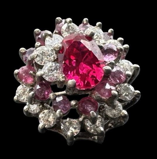 Gorgeous Vintage European 800 Silver & Gemstone Brooch Pin (1 of 3)