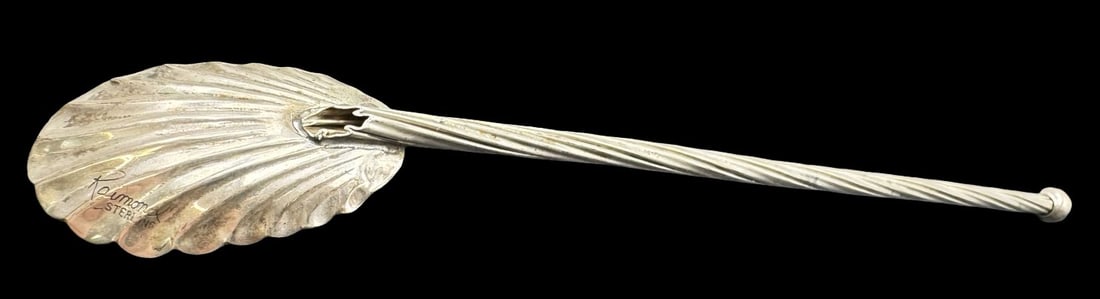 Elegant Vintage RAIMOND Sterling Silver Sea Shell Bar Cocktail Spoon / Straw (1 of 3)