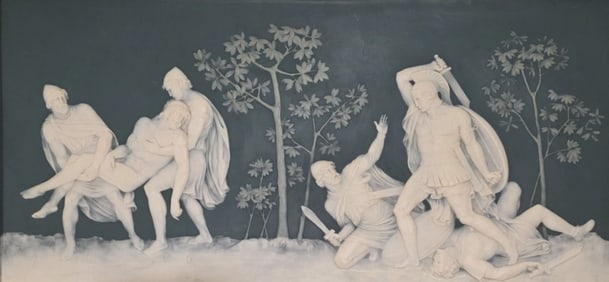 Rare Antique JEAN BAPTISTE STAHL METTLACH / VILLEROY & BOCH Germany Phanolith Pâte-sur-Pâte Plaque