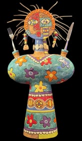 GREGORY HUBBARD (American, 21st Cent.) Colorful Abstract Ceramic Sculpture "Dinner Guest"