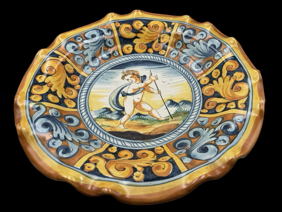 Vintage PECCETTI DERUTA Italy Ceramic Hand Painted Tazza Bowl (1 of 2)