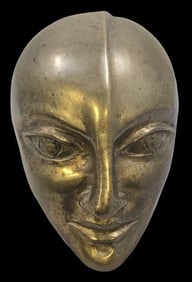 Rare Vintage ANNELIESE DORER (1928-2022) Cast Metal Head Sculpture "Thought" on Lucite Base