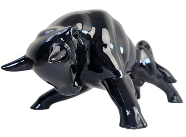 Vintage Mid-Century Modern ROYAL HAEGER Black Bull Ceramic Sculpture