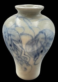 Antique ca. 1900 Korean Joseon Dynasty Blue & White Porcelain Vase