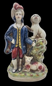 Vintage English Staffordshire Porcelain Figurine of a Shepard Boy