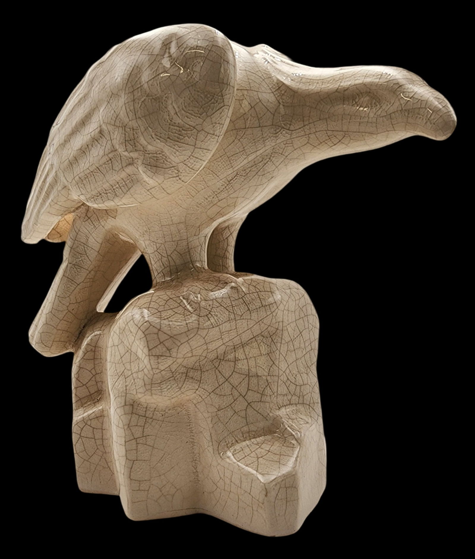 Art Deco BOCH LA LOUVIÈRE France Craquelé Enamel Ceramic Eagle Sculpture (1 of 15)