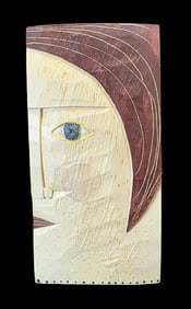 Vintage 1990s DANIEL M. HALE Folk Art Wood Box /w Head Portrait