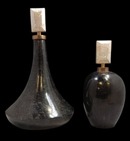 Pair of Vintage 1980s MAITLAND-SMITH Tessellated Stone Perfume Bottles