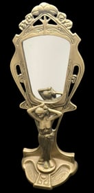 Ornate Vintage Art Nouveau Style Cast Brass Sculptural Table / Make-Up Mirror