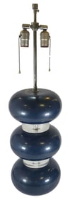 Vintage Mid-Century Modern KARL SPRINGER Lucite & Blue Lacquered Wood Table Lamp