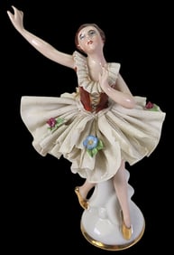 Vintage DRESDEN Germany Porcelain & Lace Ballerina Figurine